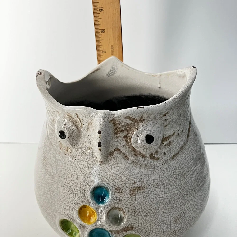 Ceramic Owl Vase Planter or Utensil Holder 7